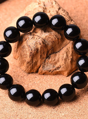 黑曜石天然貔貅手串乌金时尚百搭