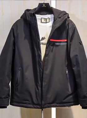 P- 新款男士尾货 秋冬季节时尚百搭款黑色连帽款羽绒服外套2010