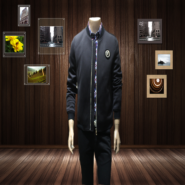 秋季男士夹克外套韩版修身青年棒球服黑色太空棉休闲潮男