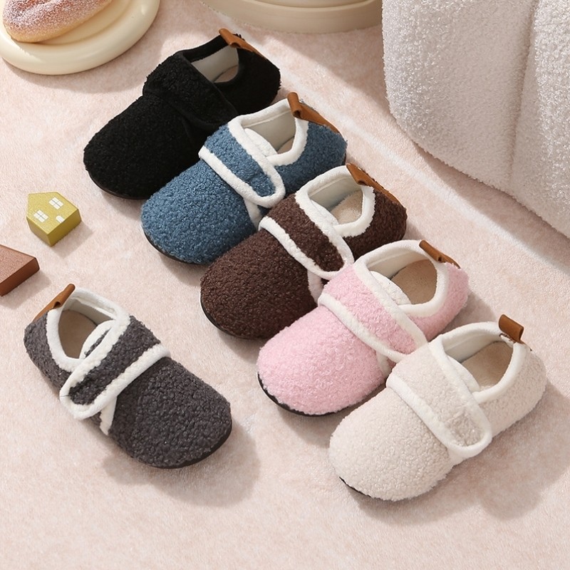 儿童秋冬棉拖鞋宝宝地板鞋加绒室内外家居鞋男女童防滑加厚底袜鞋
