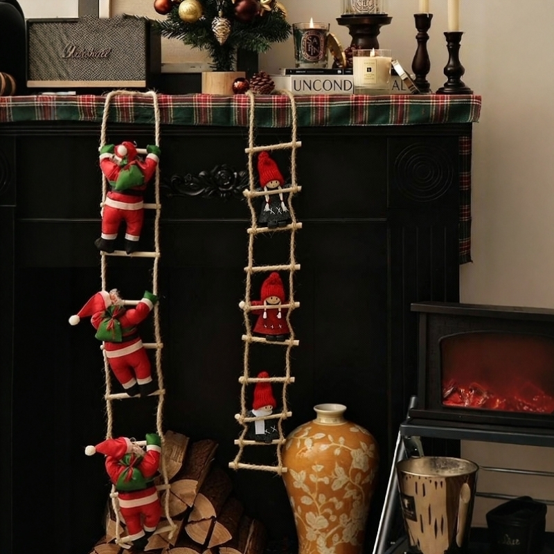 圣诞节装饰品挂件场景氛围布置装饰挂饰摆件圣诞老人爬梯2025新款