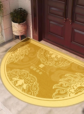 金黄色中式半圆入户门地垫防滑进门脚垫耐磨门口门垫门外室内地毯