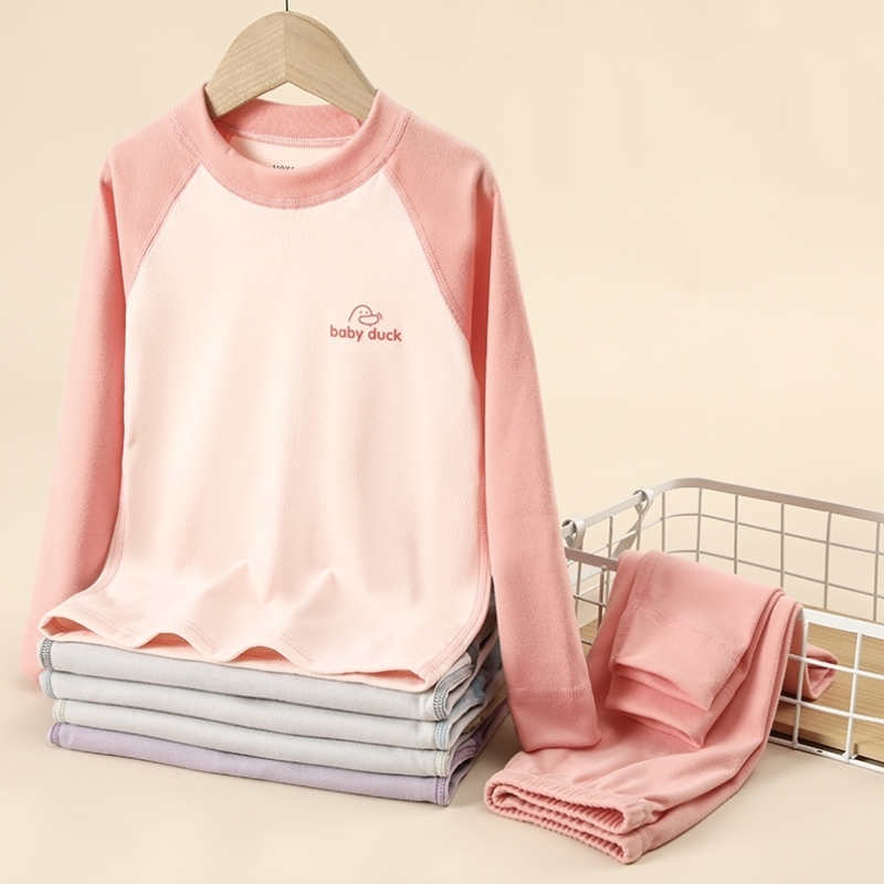 儿童家居服德绒保暖内衣套装秋衣秋裤男女童双面磨毛打底衫秋冬季