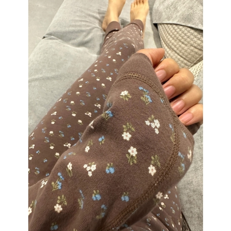 碎花睡衣女秋无胸垫居家服冬天睡衣长袖长裤套装可外穿秋冬季加厚