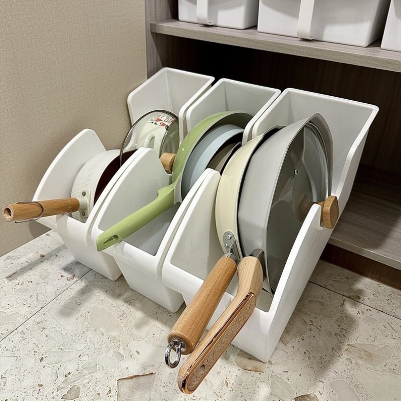 厨房收纳盒锅具锅盖置物架橱柜下水槽储物架子带滑轮锅具收纳神器