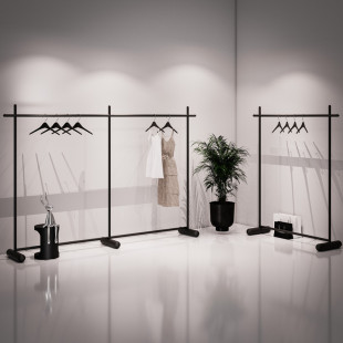 服装店专用落地衣架简约铁艺黑色落地货架衣服陈列架女装店挂衣架
