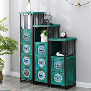 美式复古窄斗柜抽屉式收纳柜客厅小户型实木柜子卧室夹缝置物立柜