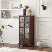 复古彩绘实木斗柜客厅靠墙电视边柜小户型卧室柜子抽屉式 储物立柜