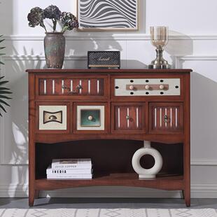 实木斗柜复古美式玄关柜卧室床尾柜客厅餐边柜储物柜抽屉五斗柜子