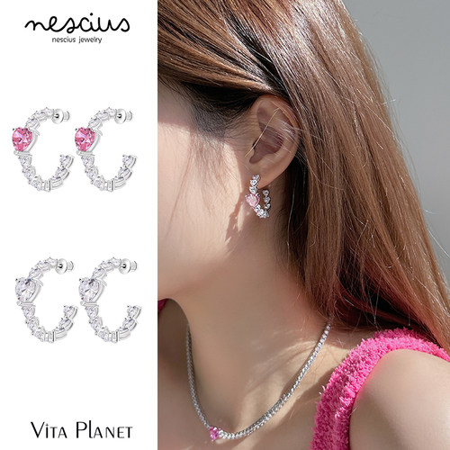 满钻耳钉nescius锆石blingbling