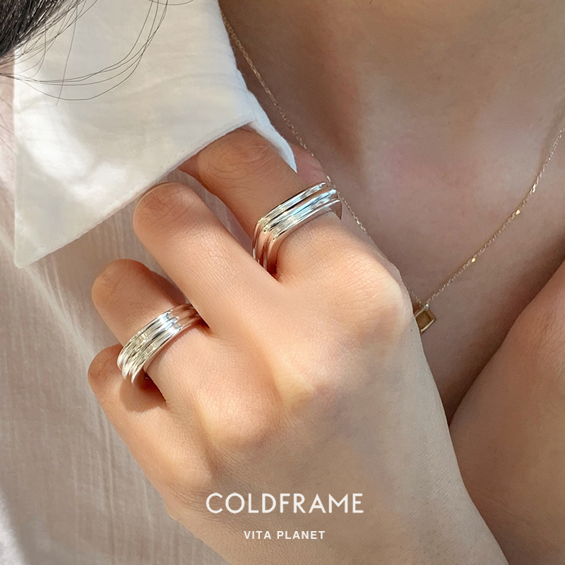 韩国Coldframe纯银细花瓶方戒