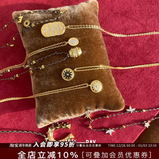 比利时MYA 星星马蹄love金色圆牌编绳项链手工拉丝精致锁骨链 BAY