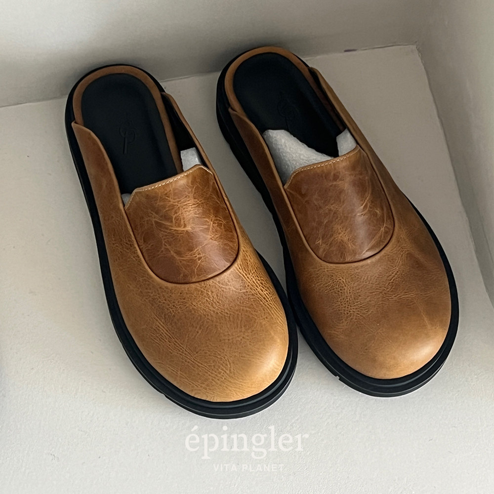 epingler小众真皮拖鞋时尚皮鞋