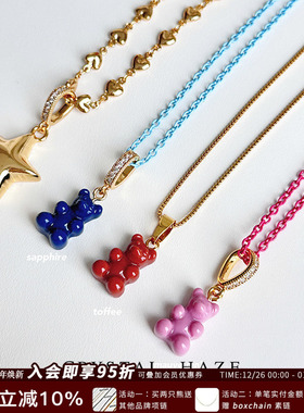 现货CRYSTAL HAZE正品新色小熊吊坠项链钻扣挪威小众可爱时尚新品