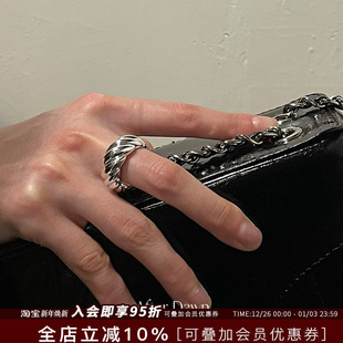 金银两色 纯银斜线戒指原创小众设计感指环 After Dawn韩国设计师