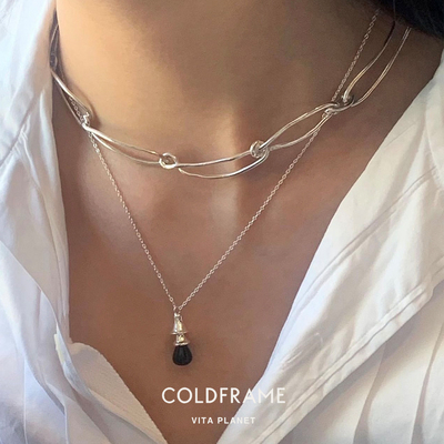 韩国coldframe黑玛瑙925纯银项链