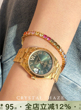 新品现货CRYSTAL HAZE正品 网球锆石项链手链彩钻小众欧美锁骨链