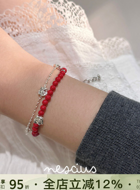 nescius银色玫瑰链条手链女原创