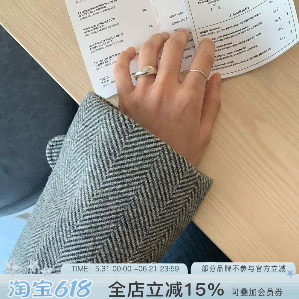 After Dawn韩国设计师品牌dew shape纯银水滴戒指高级感光面指环