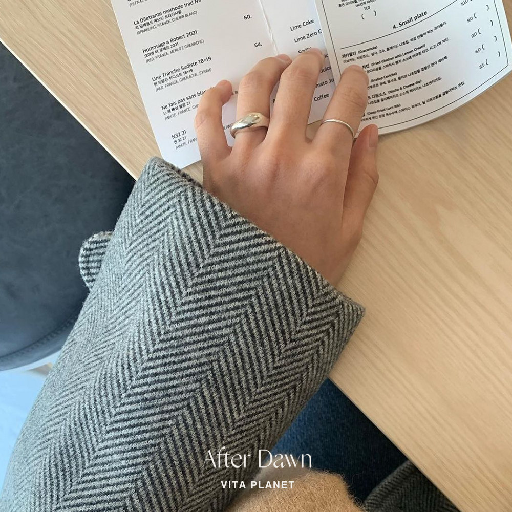 After Dawn韩国设计师品牌dew shape纯银水滴戒指高级感光面指环