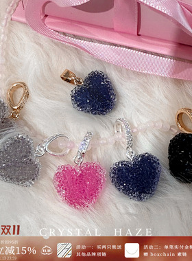 新色CRYSTAL HAZE正品 彩色糖果爱心吊坠项链挪威小众叠戴锁骨链