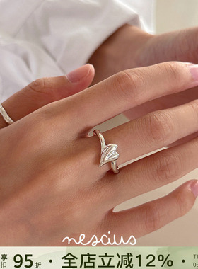 Nescius原创设计纯银爱心开口戒
