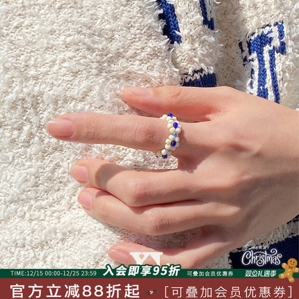 断码清仓巨折拍下不退不换 韩国YLYL正品tin tin彩色小众串珠戒指