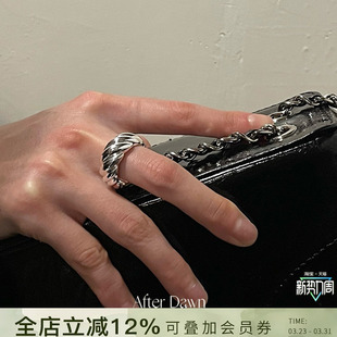 金银两色 纯银斜线戒指原创小众设计感指环 After Dawn韩国设计师