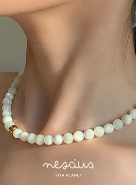 Vita Planet买手店nescius【白贝舞步】白色天然石串珠项链圆珠链
