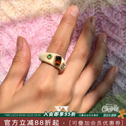 断码清仓巨折拍下不换 韩国ylyl小众设计师轻奢亚克力戒指女