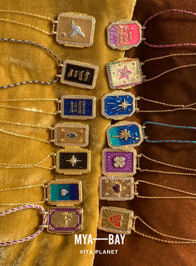 MYABAY金色双面盾牌吊坠项链