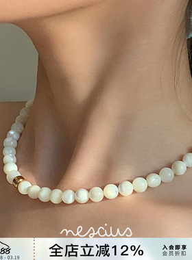 Vita Planet买手店nescius【白贝舞步】白色天然石串珠项链圆珠链