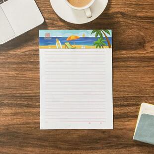 单线红色信纸稿纸1本 A4大加厚70克全木浆纸34页彩头信纸