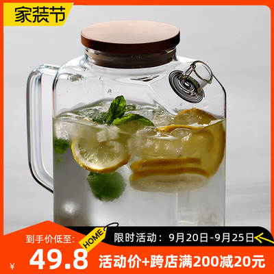 大容量冰箱家用冷水壶玻璃耐高温煮茶壶高硼硅耐热养生果汁水壶