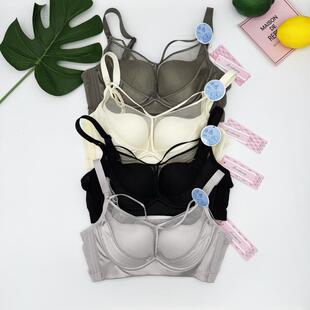 博尔爽丝滑无钢圈薄B杯内衣女透气上托收副乳性感聚拢文胸小显大