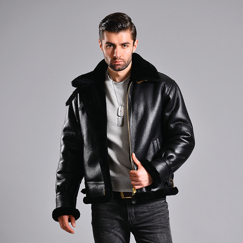 美式复古B3真皮加厚毛领夹克