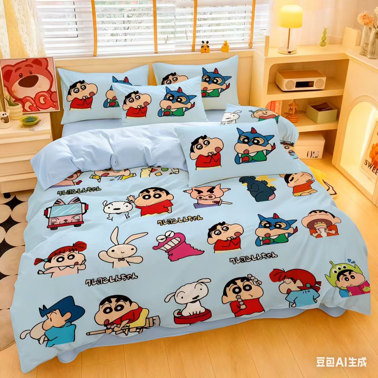 蜡笔小新儿童纯棉亲肤四件套双人床上用品被套单人宿舍印花被套男