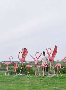 仿真大摆件户外火烈鸟雕塑玻璃钢