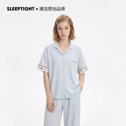 思莉太太睡衣女士夏季2026新款韩系甜美撞色可爱小狗小清新家居服
