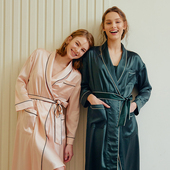 睡袍女士丝质舒适透气系带浴袍可外穿 不易皱经典 NT奈黎诗夏季 薄款