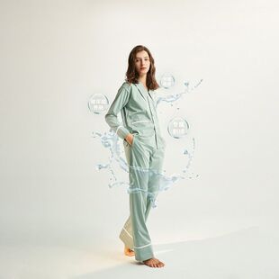 女士家居服睡衣两件套装 NT奈黎诗春季 长裤 休闲修身 纯棉玻尿酸长袖