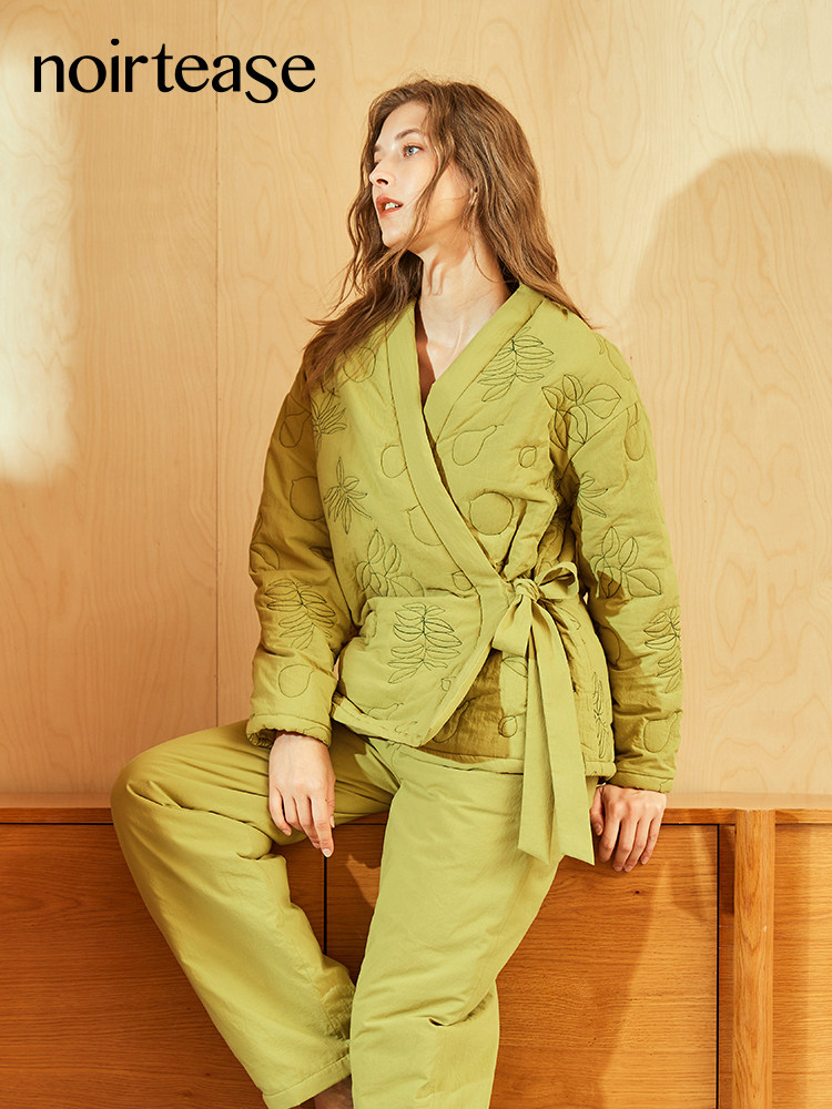 奈黎诗女纯棉夹棉保暖睡衣家居服