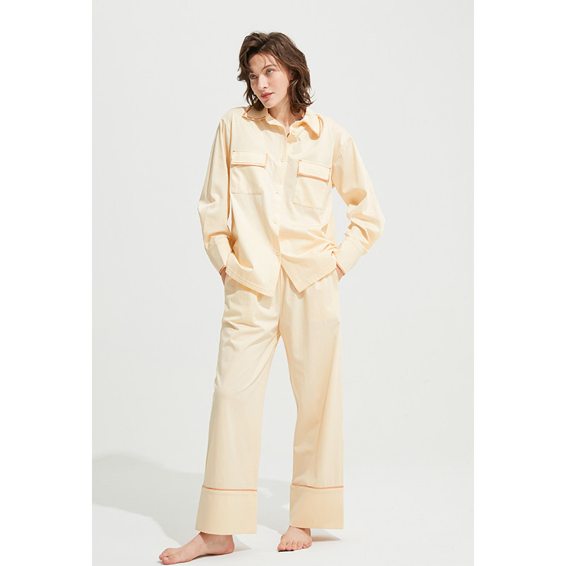 NT奈黎诗春秋女士长绒棉长袖家居服套装纯棉宽松可外穿睡衣两件套