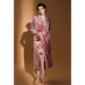 NT奈黎诗秋冬纯色丝绒长袖 睡袍女 浴袍睡衣双层加厚羊羔绒保暖长款