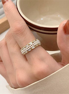 女指环高级感重工珍珠戒指