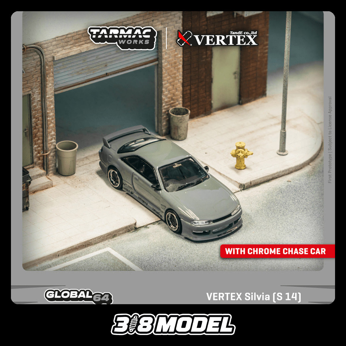 现货  TW 1:64 日产 Silvia S14 VERTEX 改装版 合金汽车模型