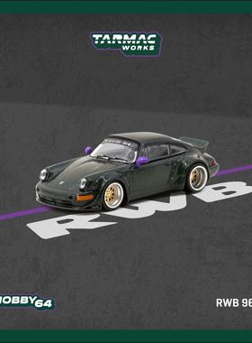 现货 TW 1:64 保时捷 RWB 964 绿色 合金汽车模型