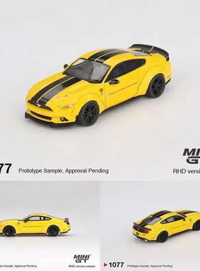 【318现货】MINIGT 1077 1:64 福特 野马 黄色 合金汽车模型