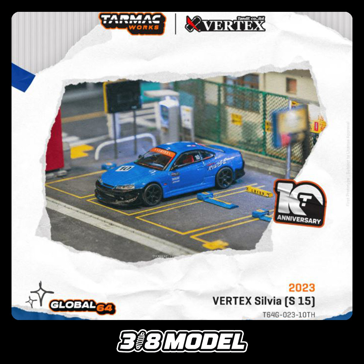 现货 TW 1:64 日产 Silvia (S15) 10 周年纪念 蓝色 合金车模型
