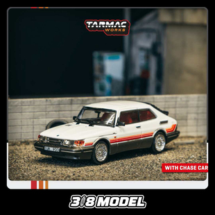 现货 TW 1:64 萨博 900 Turbo 白红条纹涂装 合金车模型